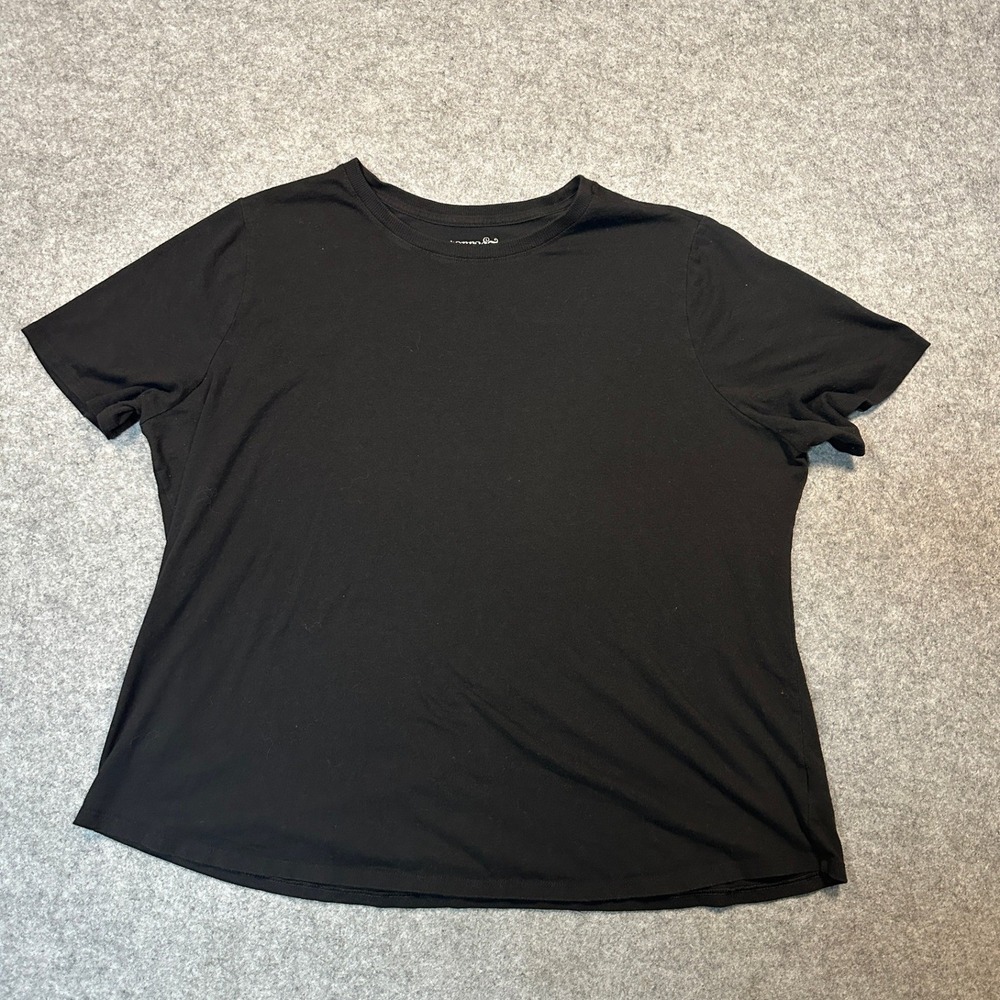 Terra & Sky Short Sleeve Crew Neck Tee 2X Black Solid Soft Jersey Knit
